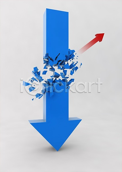 하락 사람없음 3D PSD 디지털합성 편집이미지 3D소스 빨간색 손상 컴퓨터그래픽 파란색 화살표