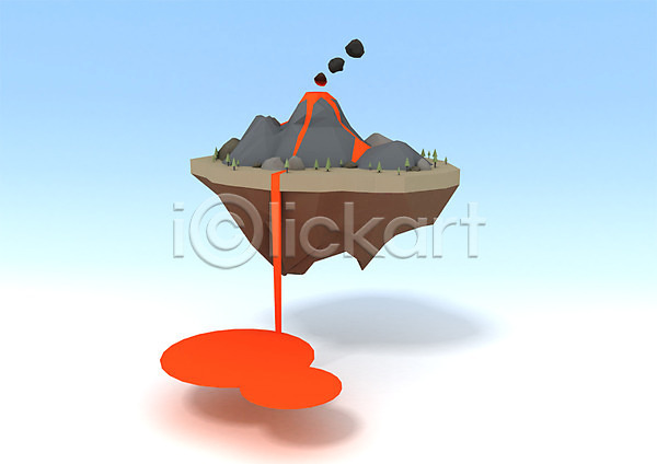 사람없음 3D PSD 디지털합성 편집이미지 3D소스 나무 마그마 산 연기 용암 컴퓨터그래픽 화산