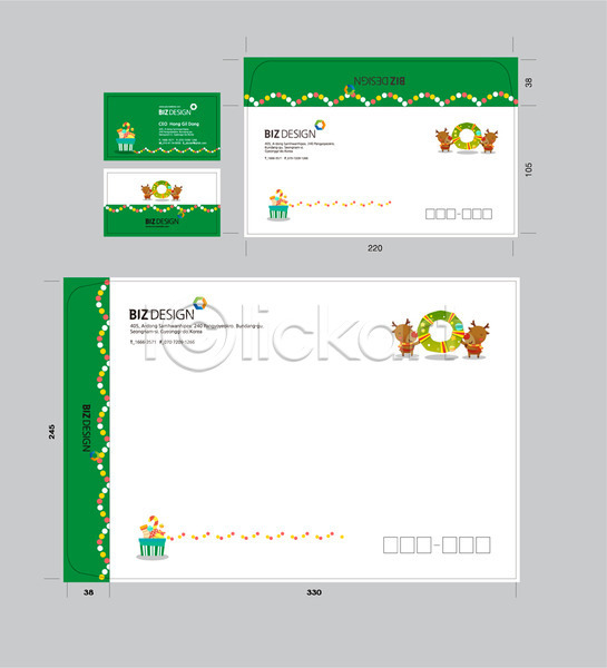 사람없음 AI(파일형식) 명함템플릿 봉투템플릿 템플릿 가랜드 루돌프 명함 봉투 봉투디자인 비즈디자인 서류봉투 세트 우편봉투 원형 초록색 크리스마스 크리스마스선물 패키지 편지봉투 화환