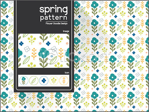 사람없음 AI(파일형식) 일러스트 꽃 꽃무늬 나뭇잎 디자인 백그라운드 봄 식물 자연물 패턴 플라워패턴