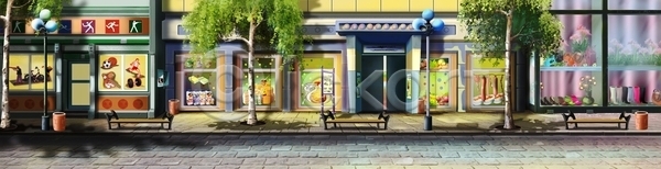 사람없음 JPG 일러스트 포토 해외이미지 가득함 거리 그림 덮개 도로 도시 디지털 만화 쇼핑 애니메이션 여름(계절) 엽서 장면 파노라마 해외202004 해외포토