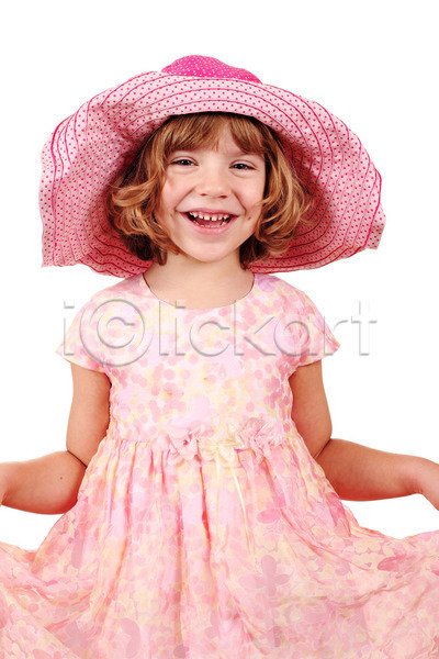 청춘(젊음) 행복 백인 사람 어린이 여자 한명 JPG 포토 해외이미지 긍정 드레스 미소(표정) 큼 포즈 해외202004 흰색
