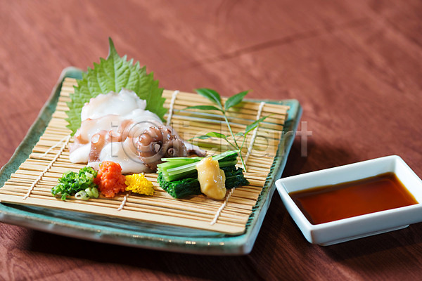 사람없음 JPG 포토 간장 문어 문어회 음식 일본음식 접시