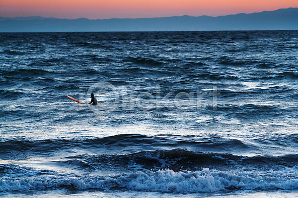 사람 한명 JPG 포토 바다 서핑 수평선 야외 일몰 일본 일출 자연 주간 풍경(경치)