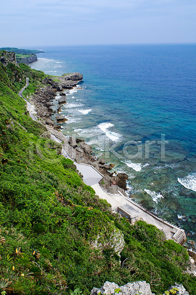 사람없음 JPG 포토 바다 섬 식물 야외 이에섬 일본 자연 절벽 주간 풍경(경치) 해변