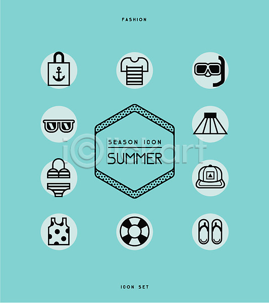 사람없음 AI(파일형식) 라인아이콘 아이콘 가방 계절 모자(잡화) 민소매 비키니 선글라스 세트 수영복 스노클링용품 여름(계절) 쪼리 치마 튜브 티셔츠 패션