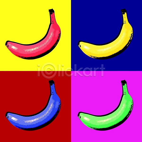사람없음 PSD 일러스트 과일 바나나 음식 트로피컬아트 팝아트