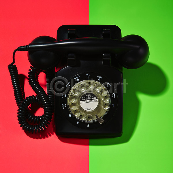 사람없음 JPG 포토 빨간색 유선전화기 전화기 초록색 팝아트 한개