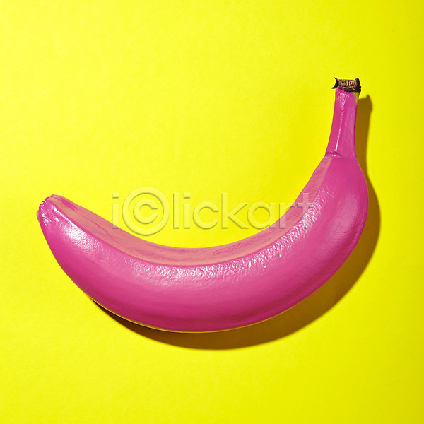 사람없음 JPG 포토 과일 노란색 바나나 분홍색 음식 트로피컬아트 팝아트 한개