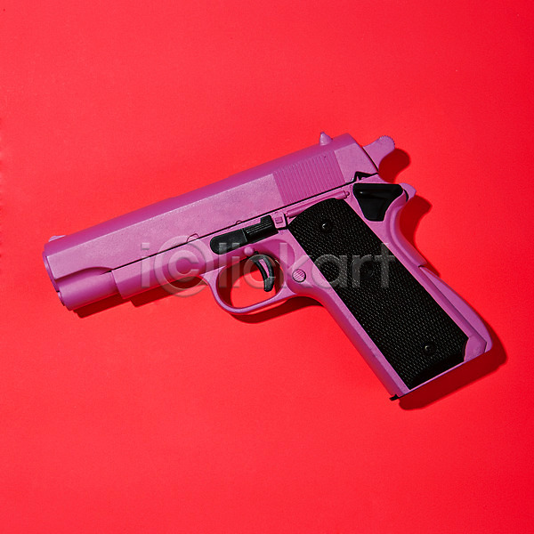 사람없음 JPG 포토 권총 무기 분홍색 빨간색 총 팝아트 한개