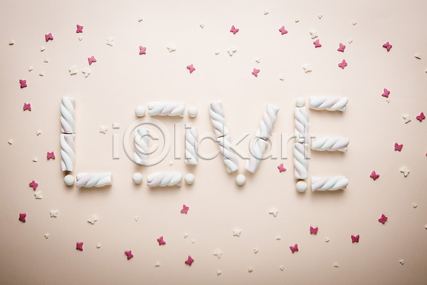 사랑 사람없음 JPG 포토 단어 마시멜로우 문자 백그라운드 사탕 스튜디오촬영 영어 텍스트