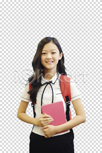 10대 십대만 십대여자한명만 여자 중학생 청소년 한국인 한명 PNG 앞모습 편집이미지 공책 교복 들기 미소(표정) 상반신 서기 편집 편집소스 학생