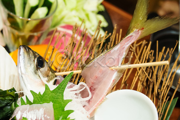 사람없음 JPG 포토 꼬리 꼬치 대가리 실내 어류 음식 일본 일본음식 회