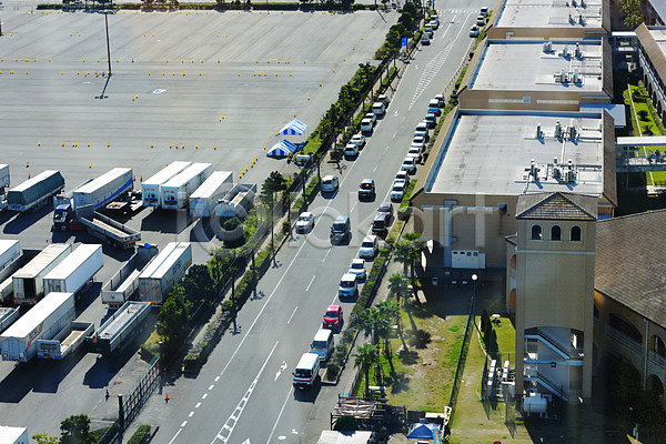 사람없음 JPG 포토 도로 야외 일본 자동차 주간 주차장 트럭 풍경(경치)