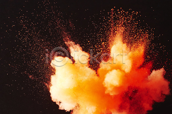 사람없음 JPG 순간포착 포토 가루 검은배경 분해 스튜디오촬영 실내 주황색 폭발