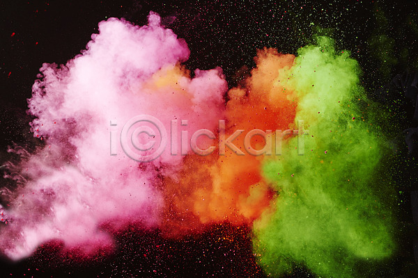 사람없음 JPG 순간포착 포토 가루 검은배경 분해 분홍색 스튜디오촬영 실내 연두색 주황색 초록색 폭발