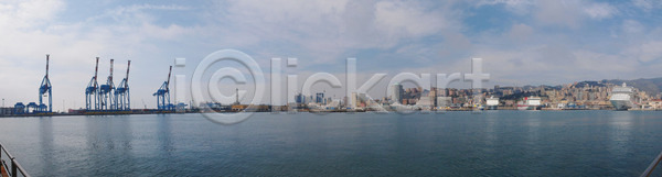 사람없음 JPG 포토 해외이미지 도시 물 바다 스카이라인 액체 유럽 이탈리아 장면 타운 파노라마 파란색 포트 항구 해외202004 해외포토