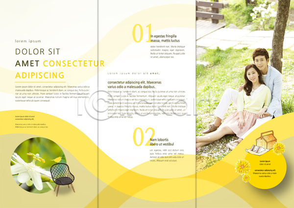 20대 남자 두명 성인 여자 한국인 PSD 템플릿 3단접지 공원 꽃 나무 내지 리플렛 바구니 북디자인 북커버 샌드위치 소풍 앉기 여행 의자 출판디자인 커플 팜플렛 편집 표지디자인