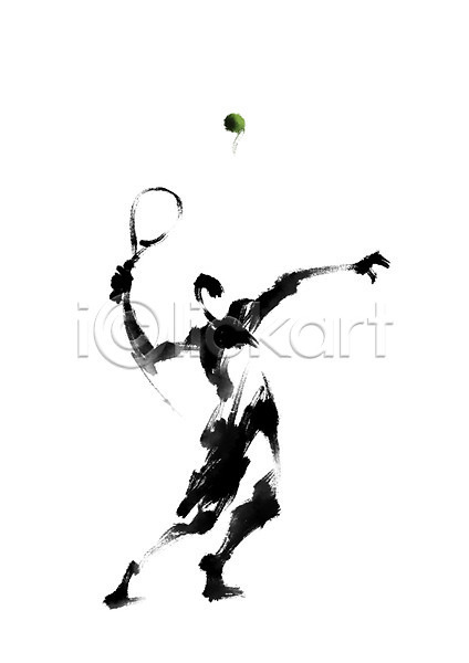 사람 한명 PSD 일러스트 들기 서기 서브 스포츠 운동선수 전신 캘리그라피 테니스 테니스라켓 테니스선수