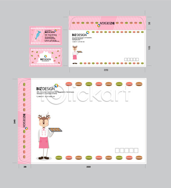 사람없음 AI(파일형식) 명함템플릿 봉투템플릿 템플릿 마카롱 명함 봉투 봉투디자인 비즈디자인 사슴 서류봉투 세트 제빵 제빵사 쿠키 패키지 편지봉투