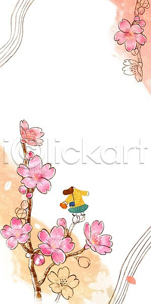성인 여자 한명 PSD 일러스트 계절 계절백그라운드 꽃 꽃잎 나뭇잎 매화 매화나무 백그라운드 봄 봄배경
