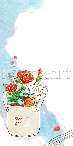 성인 여자 한명 PSD 일러스트 계절 계절백그라운드 꽃 나뭇잎 백그라운드 봄 봄배경 장미 화분