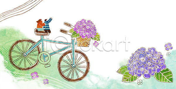 남자 두명 성인 여자 PSD 일러스트 계절 계절백그라운드 꽃 나뭇잎 백그라운드 봄 봄배경 수국 자전거 커플