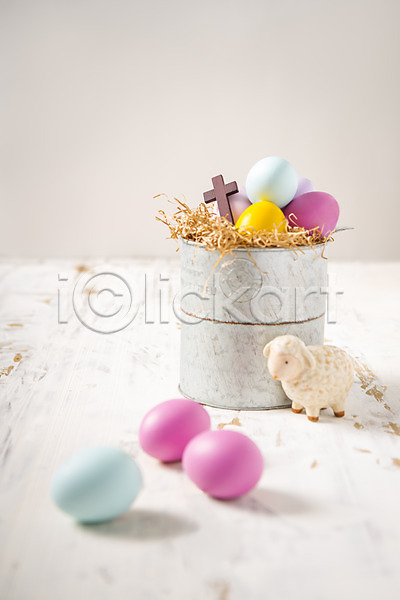 사람없음 JPG 포토 계란 기독교 모형 백그라운드 부활절 부활절계란 십자가 양 양동이 종교