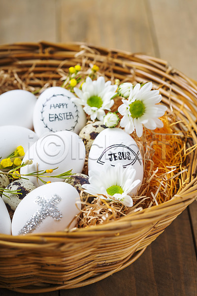 사람없음 JPG 포토 계란 기독교 꽃 바구니 백그라운드 부활절 부활절계란 십자가 종교