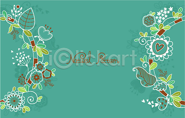 사람없음 AI(파일형식) 일러스트 꽃 내추럴 백그라운드 봄 잎 줄기 패턴 패턴프레임 하트