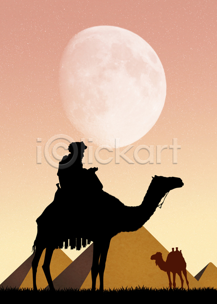 사람없음 JPG 실루엣 일러스트 포토 해외이미지 낙타 모래언덕 사막 여행 이집트 일몰 포유류 풍경(경치) 피라미드 해외202004