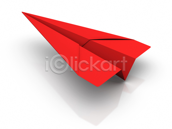 사람없음 3D JPG 포토 해외이미지 반사 빨간색 종이 종이비행기 한개 해외202004 흰배경