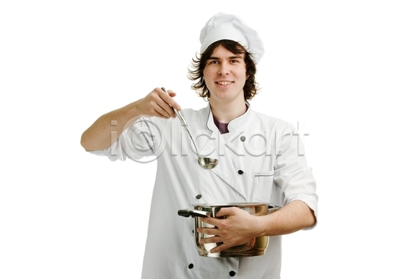 남자 백인 사람 성인 한명 JPG 포토 해외이미지 경영 국자 서비스 숟가락 식당 요리사 유니폼 주방 직업 코트 해외202004