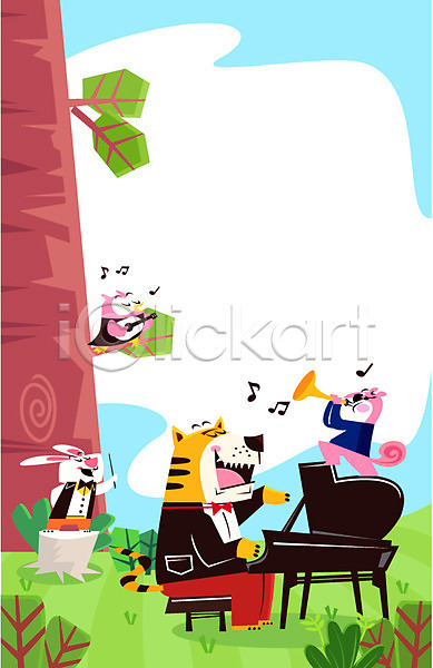사람없음 AI(파일형식) 일러스트 프레임일러스트 건반 기타 나무 다람쥐 동물 부엉이 악기 연주 음악회 지휘자 토끼 트럼펫 피아노(악기) 호랑이