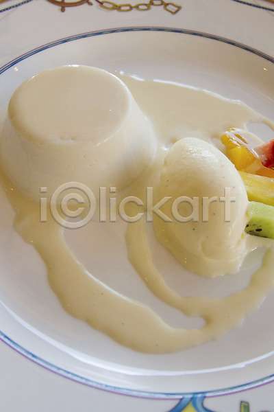 사람없음 JPG 포토 디저트 아이스크림 음식 일본문화 일본음식 접시 크림 키위 푸딩 후르츠칵테일