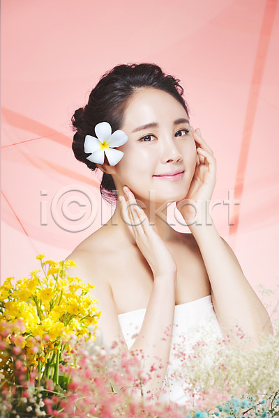 20대 성인 여자 한국인 한명 JPG 디지털합성 편집이미지 그래픽 꽃 디지털아트 뷰티 의료성형뷰티 합성