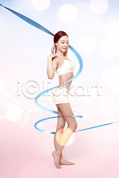 20대 성인 여자 한국인 한명 JPG 디지털합성 편집이미지 그래픽 디지털아트 리본 몸매 몸매관리 보케 뷰티 의료성형뷰티 전신 합성