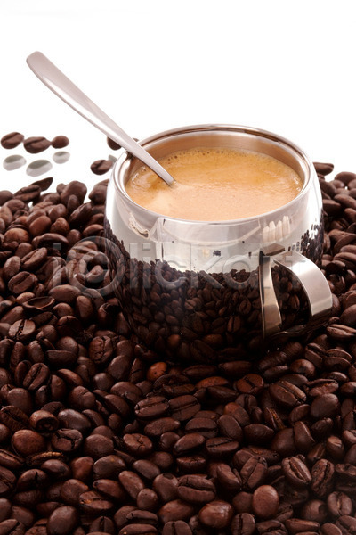 뜨거움 사람없음 JPG 포토 해외이미지 검은색 금속 낟알 숟가락 음료 커피 컵 해외202004