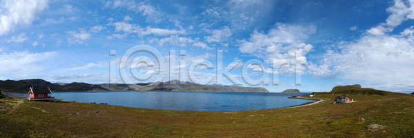 사람없음 JPG 포토 해외이미지 6월 노르웨이 대서양 북극 섬 수목 스칸디나비아 여름 자연 주택 풍경 해외202004 해외포토