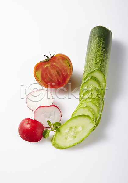 신선 사람없음 JPG 포토 스튜디오촬영 슬라이스 실내 오이 적환무 채소 토마토