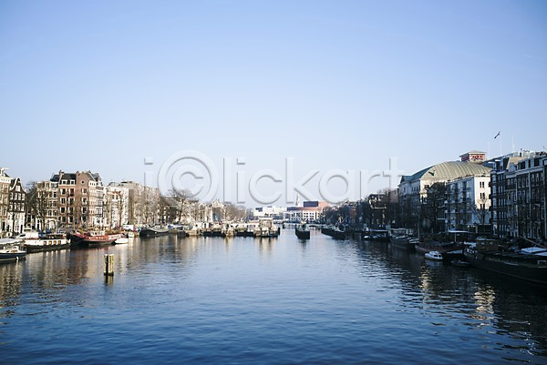 사람없음 JPG 포토 강 건물 네덜란드 배 암스테르담 야외 주간 풍경(경치)