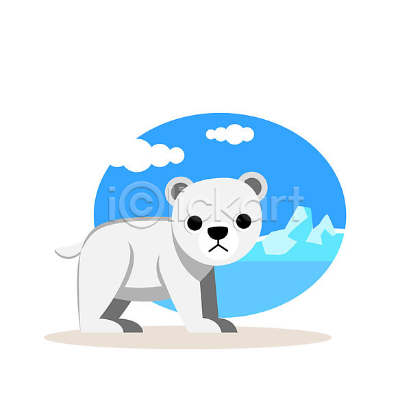 사람없음 AI(파일형식) 일러스트 구름(자연) 동물 북극곰 빙하 클립아트