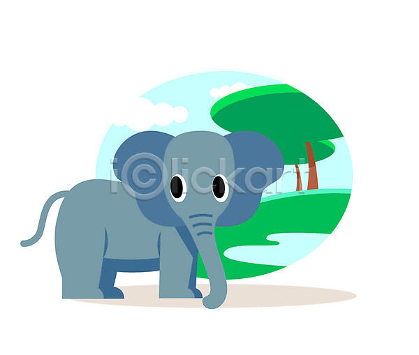 사람없음 AI(파일형식) 일러스트 나무 동물 코끼리 클립아트
