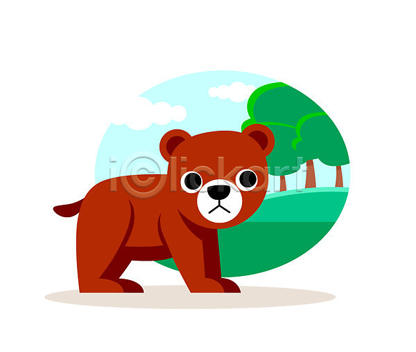 사람없음 AI(파일형식) 일러스트 곰 나무 동물 클립아트