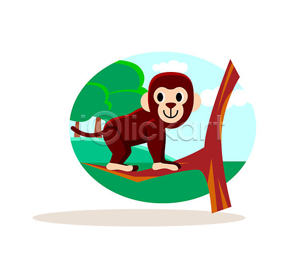 사람없음 AI(파일형식) 일러스트 나무 동물 침팬지 클립아트
