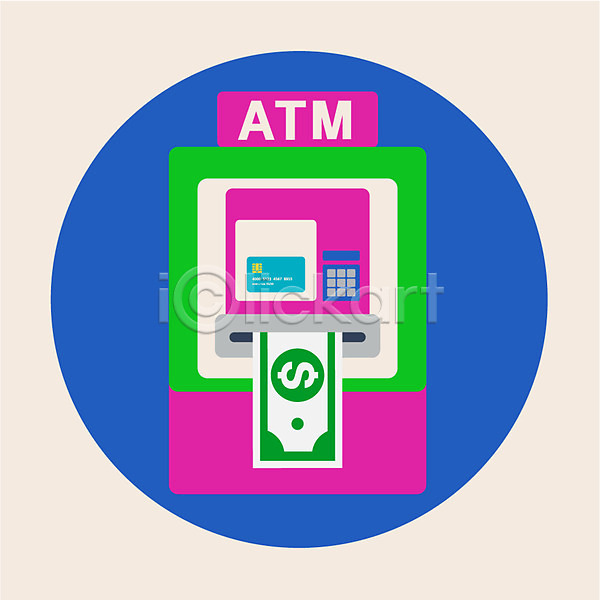 사람없음 AI(파일형식) 아이콘 ATM 금융 신용카드 지폐 클립아트