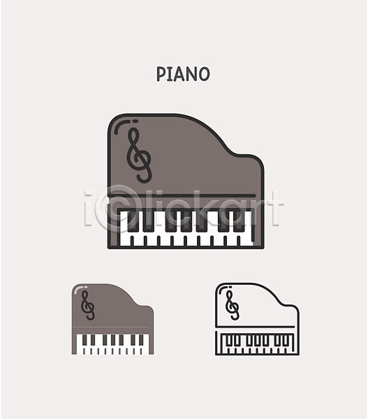 사람없음 AI(파일형식) 아이콘 건반 그랜드피아노 높은음자리표 문화 악기 클립아트 피아노(악기)