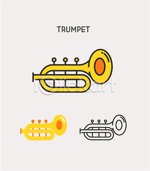 사람없음 AI(파일형식) 아이콘 악기 클립아트 트럼펫
