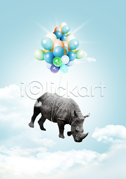 사람없음 PSD 편집이미지 구름(자연) 코뿔소 편집 풍선 하늘