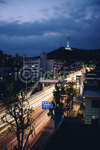 사람없음 JPG 장노출 포토 남산 남산타워 도로 도시 도시풍경 야간 야경 야외